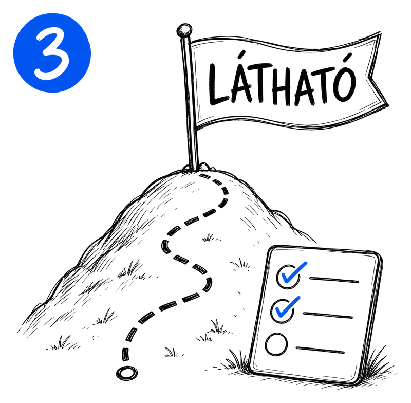 3. lépés — útvonal a LÁTHATÓ zászlóig.